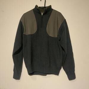 Beretta 100% Wool Dark Green Long Sleeve Quarter-zip Shooting Shirt Size Medium